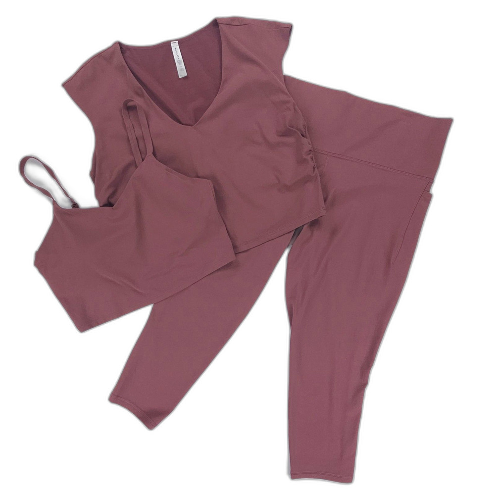 ATHLETA Salutation Stash Pocket || 7/8 Tight Vita Free Cropped Tee Cami Gym Set